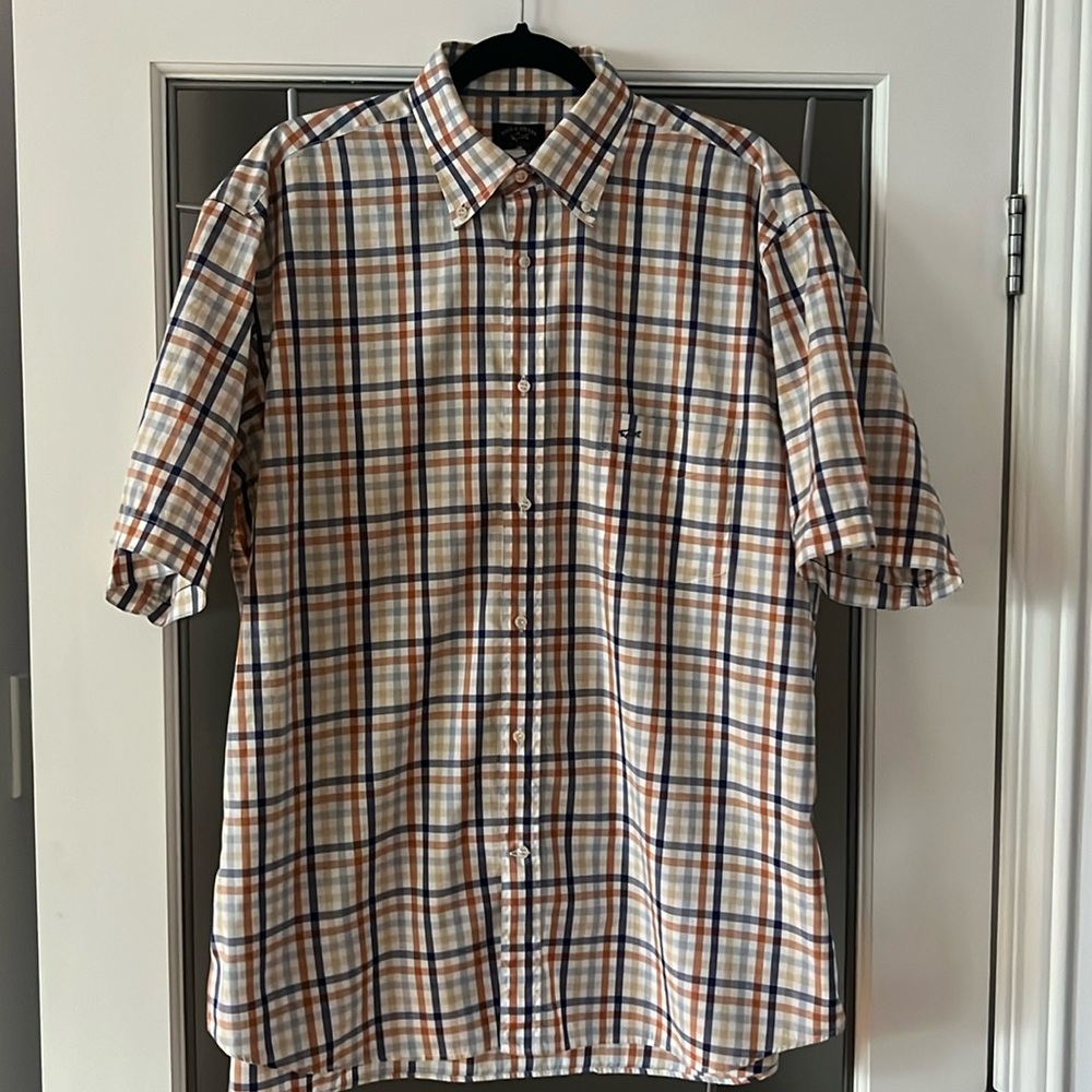Paul & Shark Yachting Checkered Plaid Short Sleeve Button Down Shirt size 43